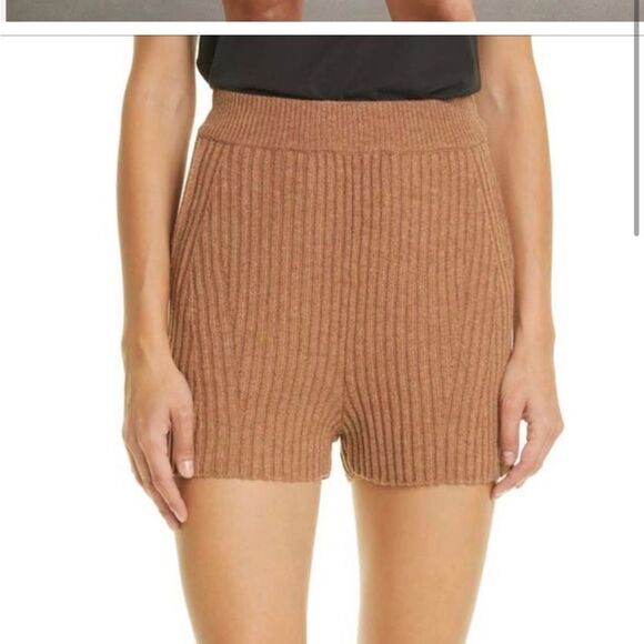 Rag & Bone Ribbed Maxine Merino Wool Shorts Size Large In Camel Tan - Picture 5 of 12